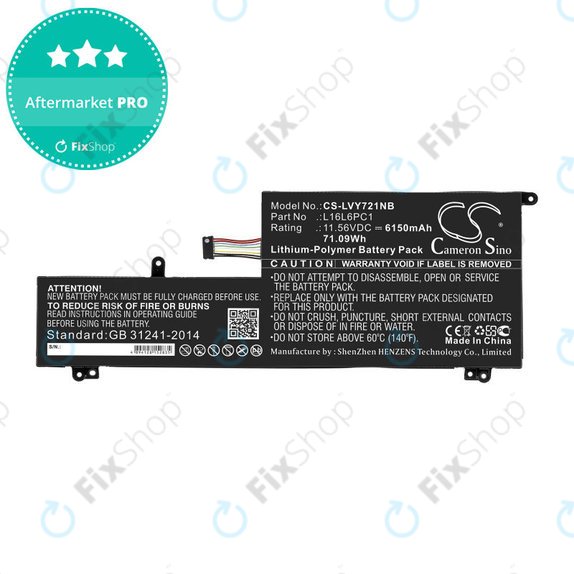 Akkumulátor Lenovo Yoga 720-15, 6150mAh, Li-Pol, 11.56V, L16L6PC1, HQ