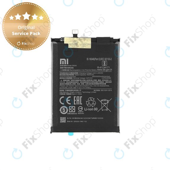 Xiaomi Redmi 9, Note 9 - Akkumulátor BN54 5020mAh - 460200001J1G, 460200003P1G Genuine Service Pack