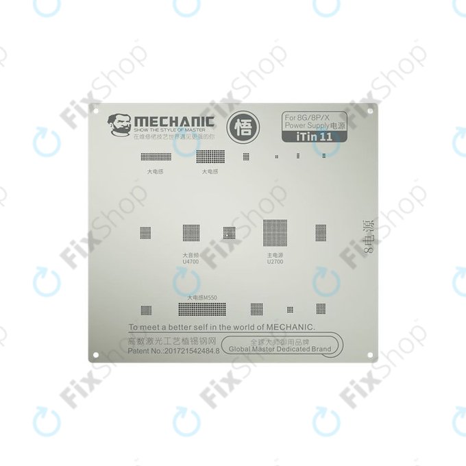 Mechanic iTin 11 - Alaplap acél sablon (iPhone 8, 8 Plus, X)