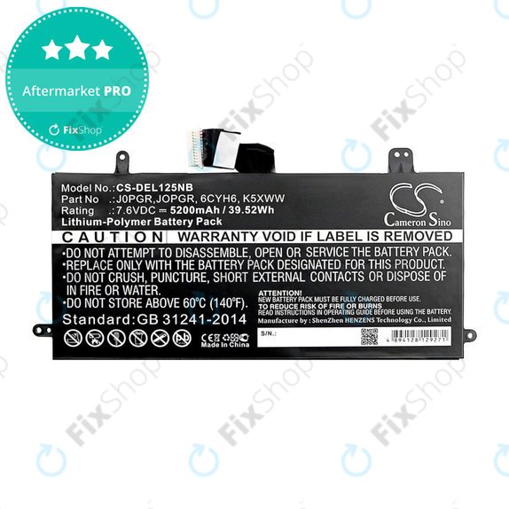 Akkumulátor Dell Latitude 5290, Latitude 12 5285, 5200mAh, Li-Pol, 7.6V, J0PGR, HQ