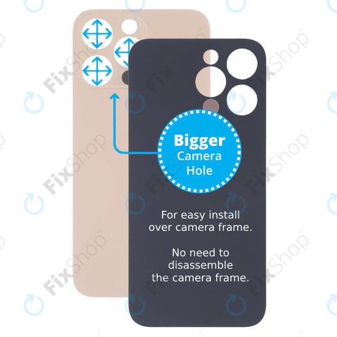 Apple iPhone 13 Pro - Hátsó Ház Üveg Nagyobb Kamera Nyílással (Gold)