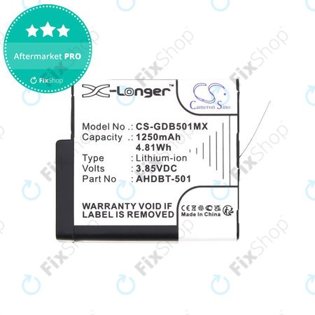 Akkumulátor Gopro Hero 8, Hero 6, 1250mAh, Li-Ion, 3.85V, AHDBT-501, HQ