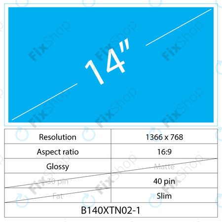 14 LCD Slim Fényes LED 40 pin