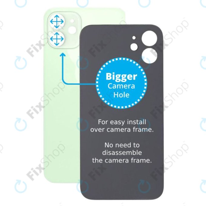 Apple iPhone 12 - Hátsó Ház Üveg Nagyobb Kamera Nyílással (Green)