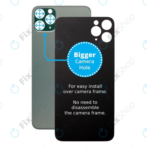 Apple iPhone 11 Pro - Hátsó Ház Üveg Nagyobb Kamera Nyílással (Green)