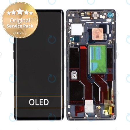 Oppo Find X3 Neo - LCD Kijelző + Érintőüveg + Keret (Starling Black) - 4906179 Genuine Service Pack