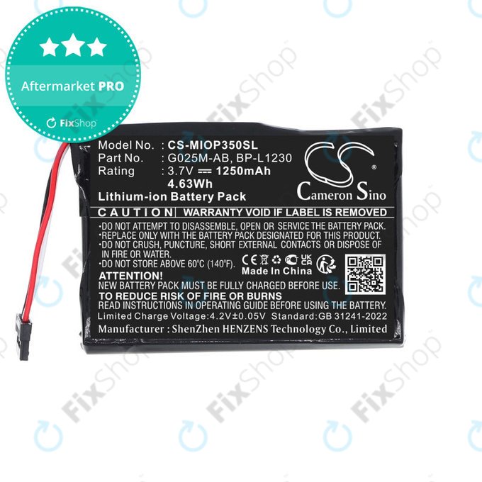 Akkumulátor Mitac Mio P350, P550, 1250mAh, Li-Ion, 3.7V, BL-LP1230, HQ