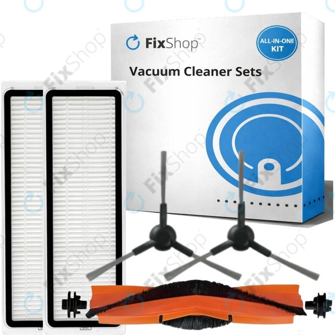 Pótalkatrész készlet Xiaomi Mi Robot Vacuum S20+, S10+, X20+, X10+ (1x Főkefe, 2x Szűrő, 2x Oldalkefe – fekete)