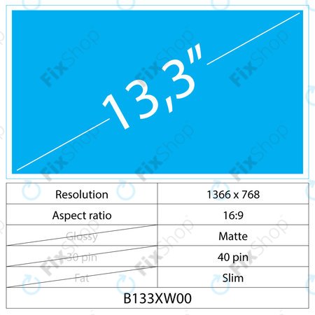 13.3 LCD Slim Matt 40 pin HD