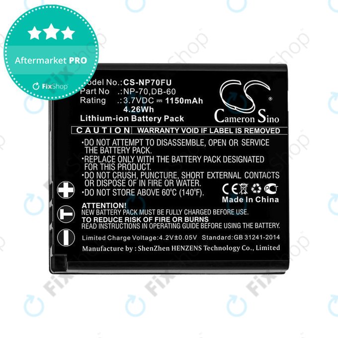 Akkumulátor Panasonic Lumix DMC-FX01, 1150mAh, Li-Ion, 3.7V, CGA-S005, HQ