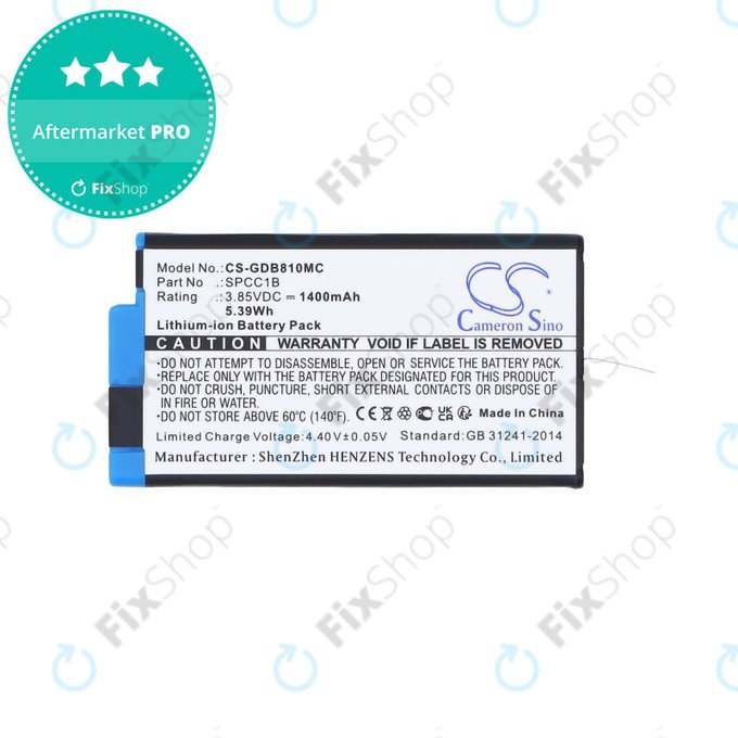 Akkumulátor GoPro Max, Max 360, Acbat-001, 1400mAh, Li-Ion, 3.85V, SPCC1B, HQ