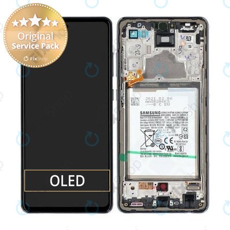 Samsung Galaxy A72 A725F, A726B - LCD Kijelző + Érintőüveg + Keret + Akkumulátor (Awesome Black) - GH82-25541A, GH82-25542A Genuine Service Pack