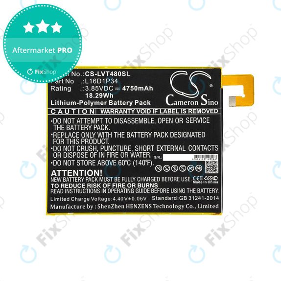 Akkumulátor Lenovo Tab4 8, 4750mAh, Li-Pol, 3.85V, L16D1P34, HQ