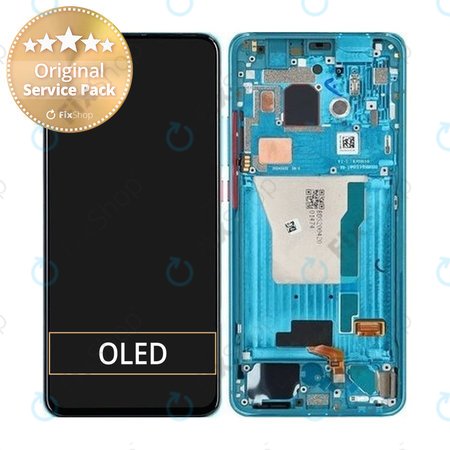 Xiaomi Pocophone F2 Pro - LCD Kijelző + Érintőüveg + Keret (Neon Blue) - 56000D0J1100 Genuine Service Pack