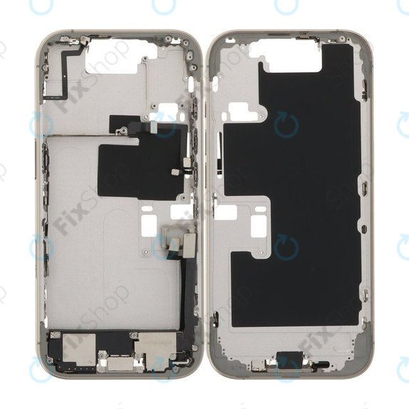 Apple iPhone 16 Pro - Középső Keret + Bekapcsoló-, Hangerő- és Kamera Gombok (Natural Titanium)