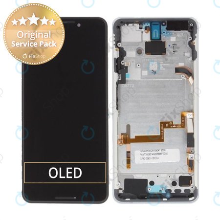 Google Pixel 3 - LCD Kijelző + Érintőüveg + Keret (Clearly White) - 20GB1WW0S03 Genuine Service Pack