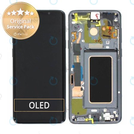 Samsung Galaxy S9 Plus G965F, G965FD - LCD Kijelző + Érintőüveg + Keret (Titanium Gray) - GH97-21691C, GH97-21722C, GH97-21692C Genuine Service Pack