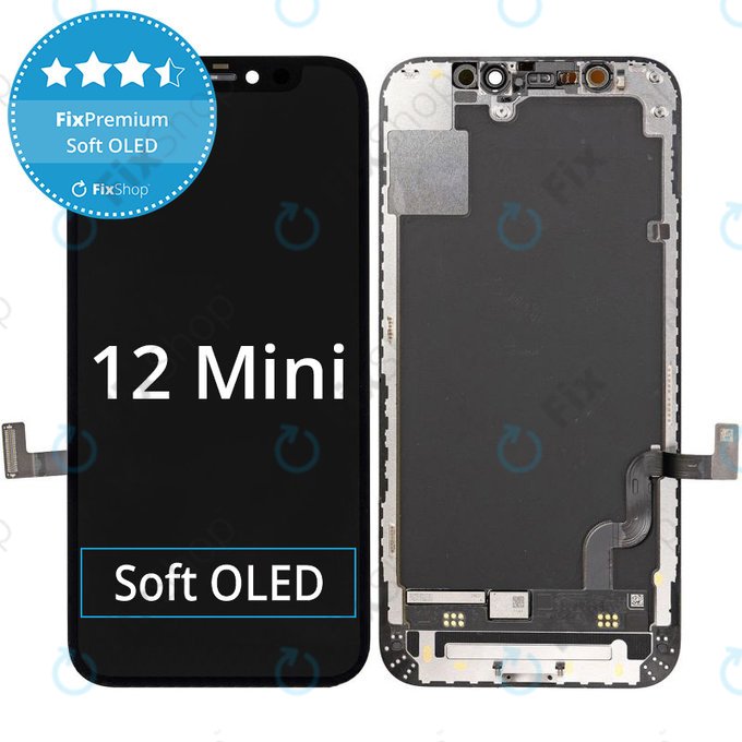 Apple iPhone 12 Mini - LCD Kijelző + Érintőüveg + Keret Soft OLED FixPremium