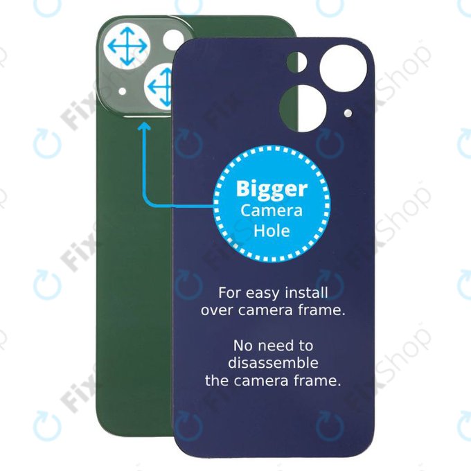 Apple iPhone 13 Mini - Hátsó ház üveg Nagyobb Kamera Nyílással (Green)