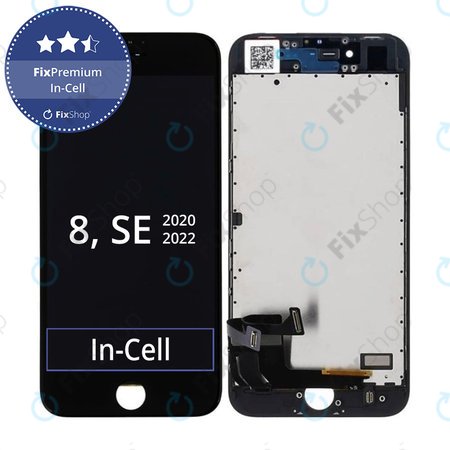 Apple iPhone 8, SE (2020), SE (2022) - LCD Kijelző + Érintő Üveg + Keret (Black) In-Cell FixPremium