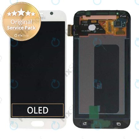 Samsung Galaxy S6 G920F - LCD Kijelző + Érintőüveg (White Pearl) - GH97-17260B Genuine Service Pack