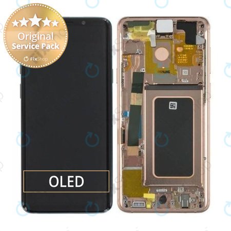 Samsung Galaxy S9 Plus G965F - LCD Kijelző + Érintőüveg + Keret (Sunrise Gold) - GH97-21691E, GH97-21722E, GH97-21692E Genuine Service Pack