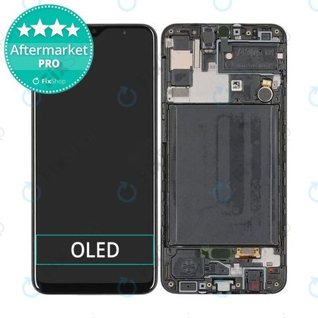 Samsung Galaxy A30s A307F - LCD Kijelző + Érintőüveg + Keret (Prism Crush Black) OLED