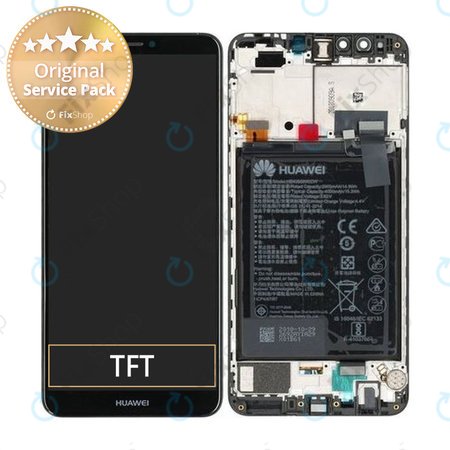 Huawei Y9 (2018) - LCD Kijelző + Érintőüveg + Keret + Akkumulátor (Black) - 02351VFR, 02351VFS Genuine Service Pack