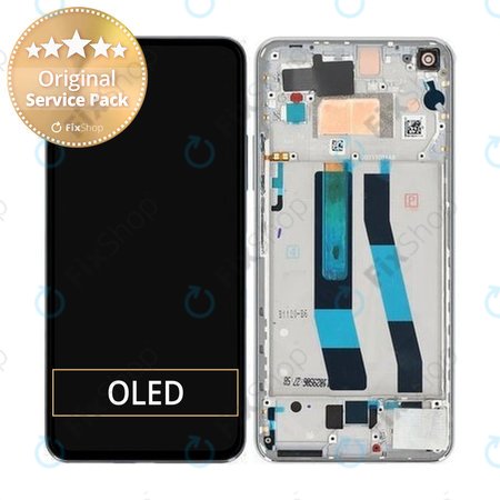 Xiaomi 11 Lite 5G NE 2109119DG 2107119DC - LCD Kijelző + Érintőüveg + Keret (Snowflake White) - 5600040K9D00 Genuine Service Pack