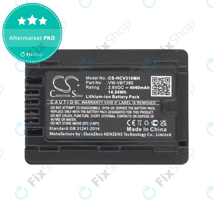 Akkumulátor Panasonic HC-550EB, 4040mAh, Li-Ion, 3.6V, VW-VBT380, HQ