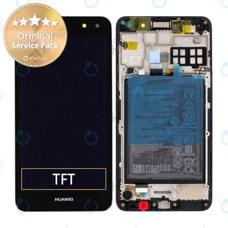 Huawei Y5 (2017) - LCD Kijelző + Érintőüveg + Keret + Akkumulátor (Black) - 02351DMD Genuine Service Pack