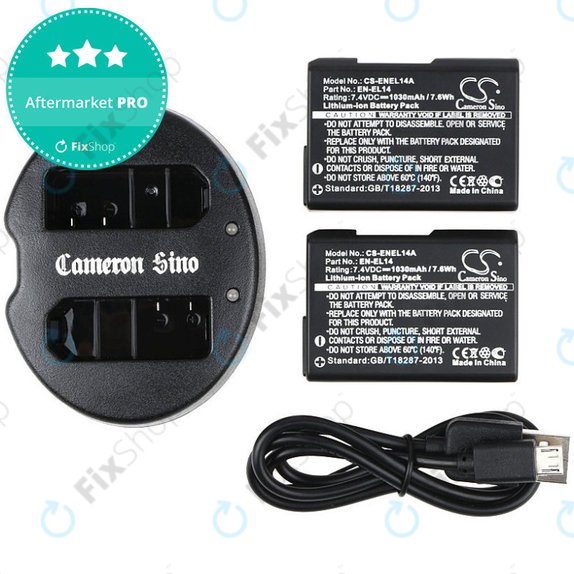 2 db Akkumulátor töltővelNikon Coolpix P7000, P7700, D3100, D3200, D5100, 1030mAh, Li-Ion, 7.4V, EN-EL14, HQ
