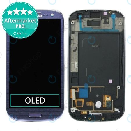 Samsung Galaxy S3 i9300 - LCD Kijelző + Érintőüveg + Keret (Pebble Blue) OLED