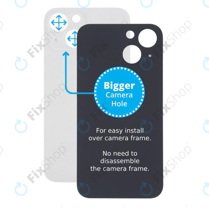 Apple iPhone 13 Mini - Hátsó Ház Üveg Nagyobb Kamera Nyílással (Starlight)