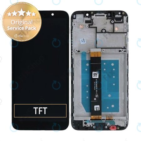 Motorola Moto E6 Play - LCD Kijelző + Érintőüveg + Keret (Steel Black) - 5D68C15720 Genuine Service Pack