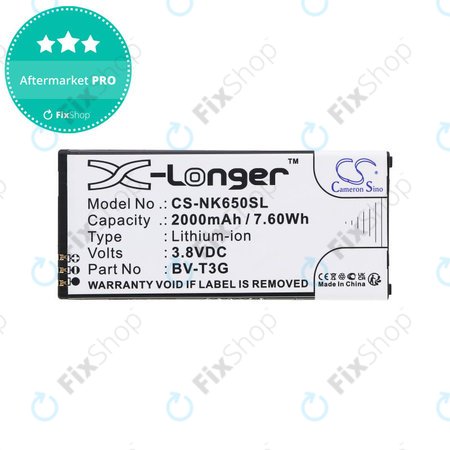 Akkumulátor Nokia Lumia 650, 2000mAh, Li-Ion, 3.8V, BV-T3G, HQ