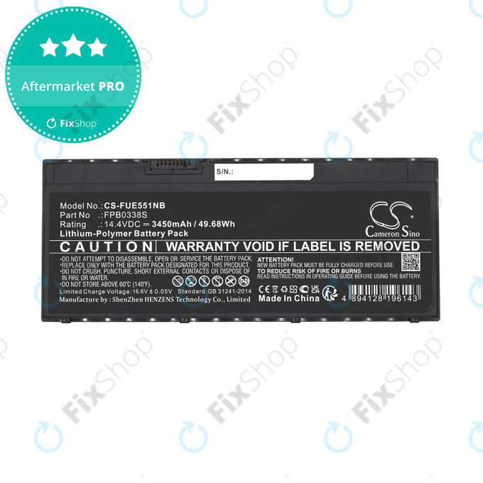 Akkumulátor Fujitsu Lifebook E4411, E448, E458, 3450mAh, Li-Pol, 14.4V, FPB0338S, HQ