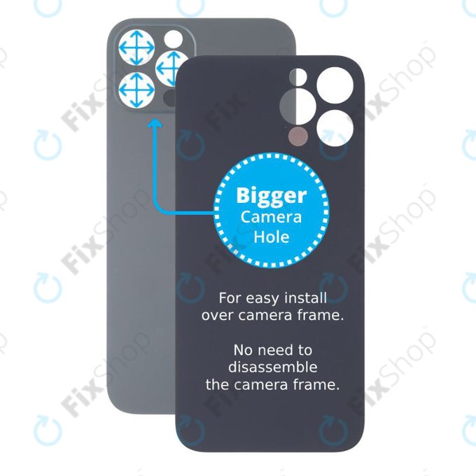 Apple iPhone 13 Pro Max - Hátsó Ház Üveg Nagyobb Kamera Nyílással (Graphite)