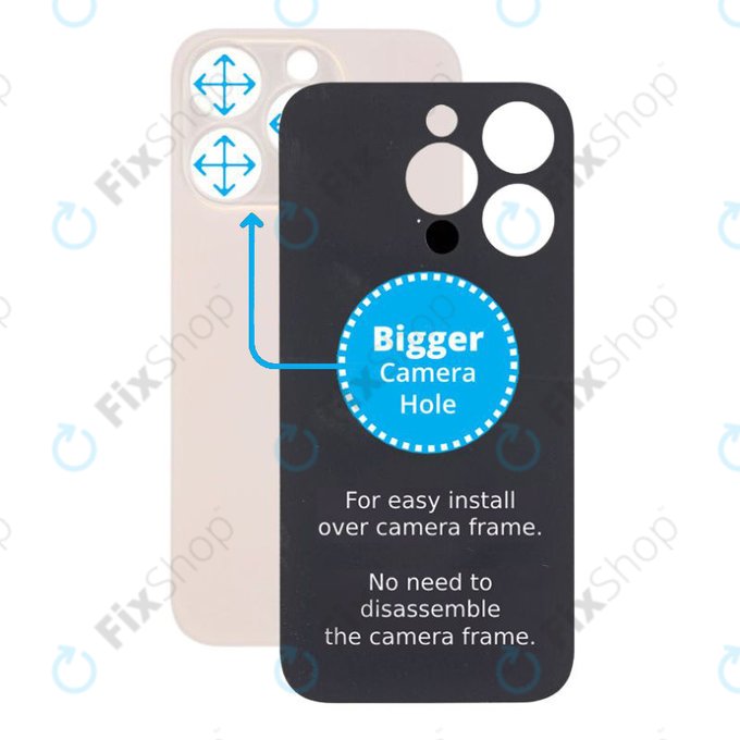 Apple iPhone 14 Pro - Hátsó Ház Üveg Nagyobb Kamera Nyílással (Gold)