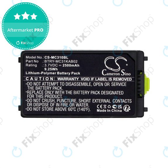 Akkumulátor Symbol, Zebra MC3100, MC3190, 2500mAh, Li-Pol, 3.7V, BTRY-MC31KAB02, HQ