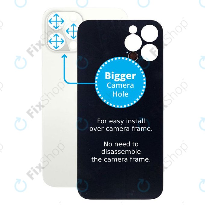 Apple iPhone 12 Pro Max - Hátsó Ház Üveg Nagyobb Kamera Nyílással (Silver)