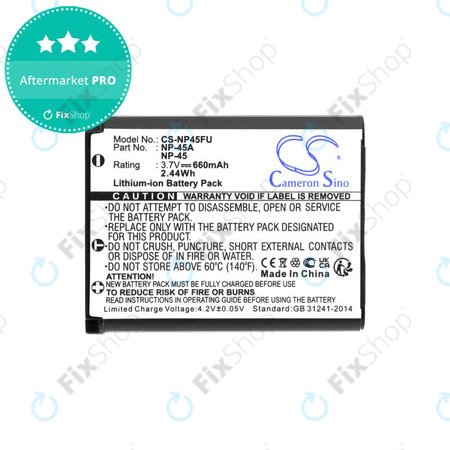 Akkumulátor Leica, ALBA, Fujifilm, Avision, Praktica, Medion, 660mAh, Li-ion, 3.7V, NP-45, HQ