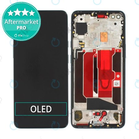 OnePlus Nord - LCD Kijelző + Érintőüveg + Keret (Black) OLED