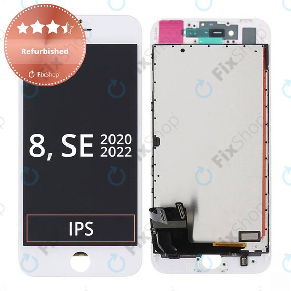 Kijelző iPhone 8, SE (2020), SE (2022), White, Érintőüveg kerettel, Refurbished