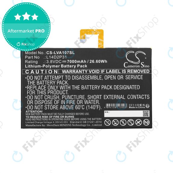 Akkumulátor Lenovo Tab 2, Lenovo Tab 4, Lenovo TB2, 7000mAh, Li-Pol, 3.8V, L14D2P31, HQ