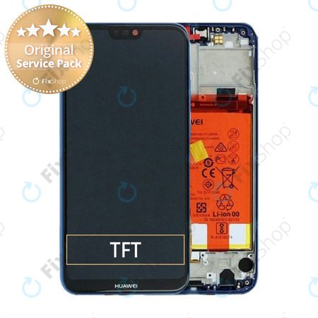 Huawei P20 Lite (2019) - LCD Kijelző + Érintőüveg + Keret + Akkumulátor (Crush Blue) - 02352TMG