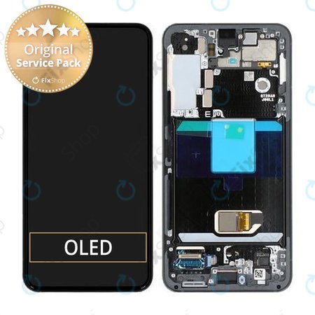 Samsung Galaxy S22 S901B - LCD Kijelző + Érintőüveg + Keret (Grey) - GH82-27520E, GH82-27521E Genuine Service Pack