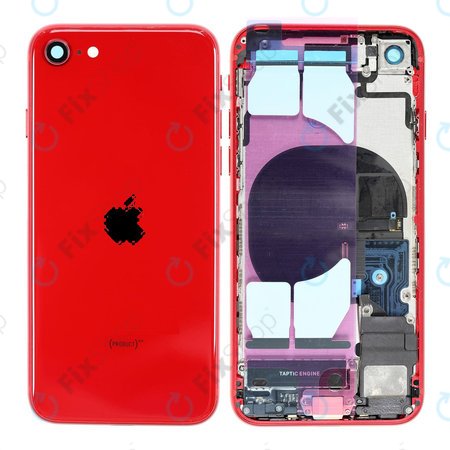 Apple iPhone SE (2nd Gen 2020) - Hátsó Ház Apró Alkatrészekkel (Red)