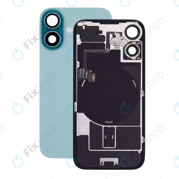 Apple iPhone 16 - Hátsó üveg + Kamera lencse + Fémlemez + Magsafe mágnes (Teal)