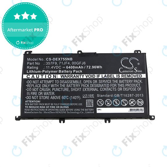Akkumulátor Dell Inspirion 15, 6400mAh, Li-Pol, 11.4V, 357F9, HQ